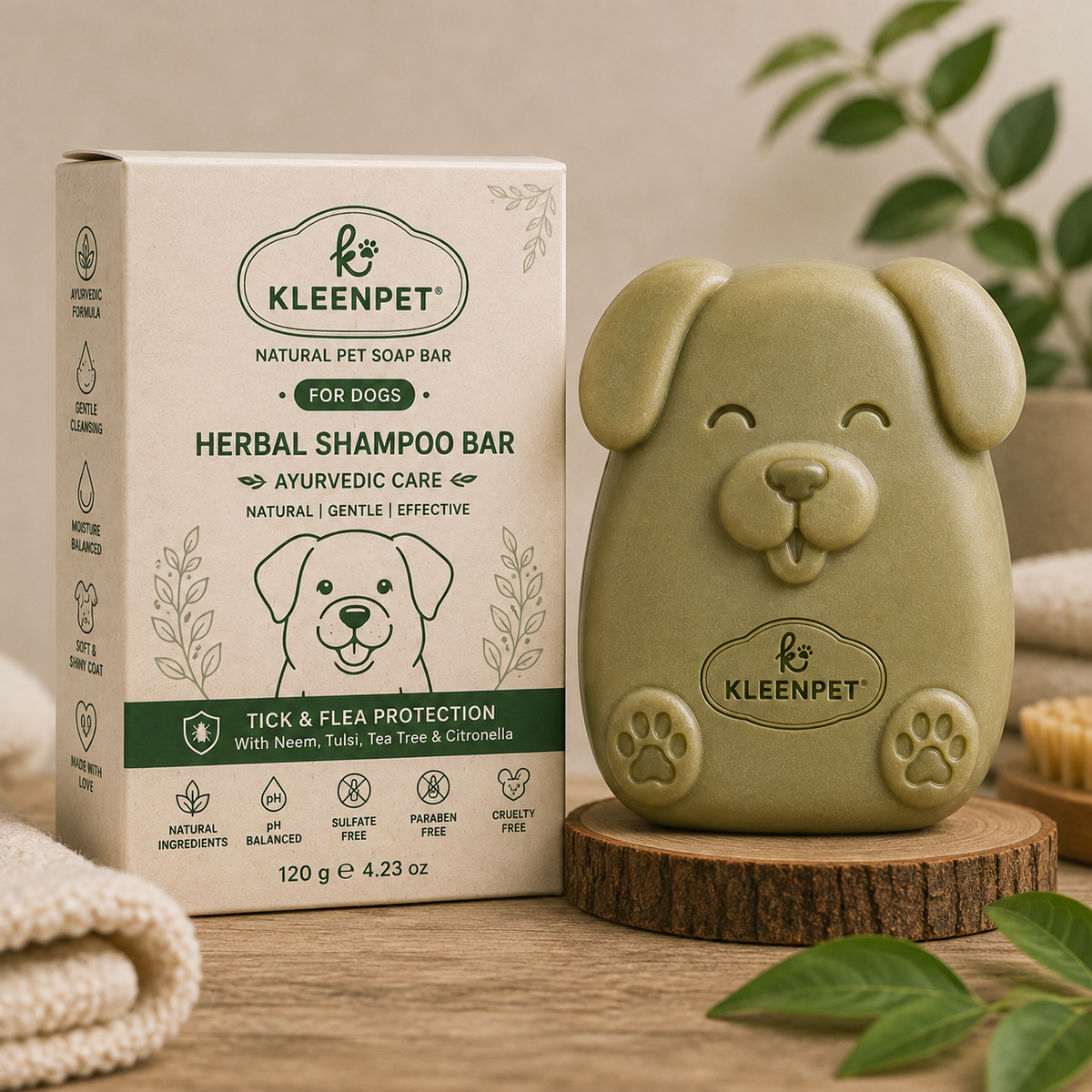 Kleenpet™ natural dog syndet bar – dog face design