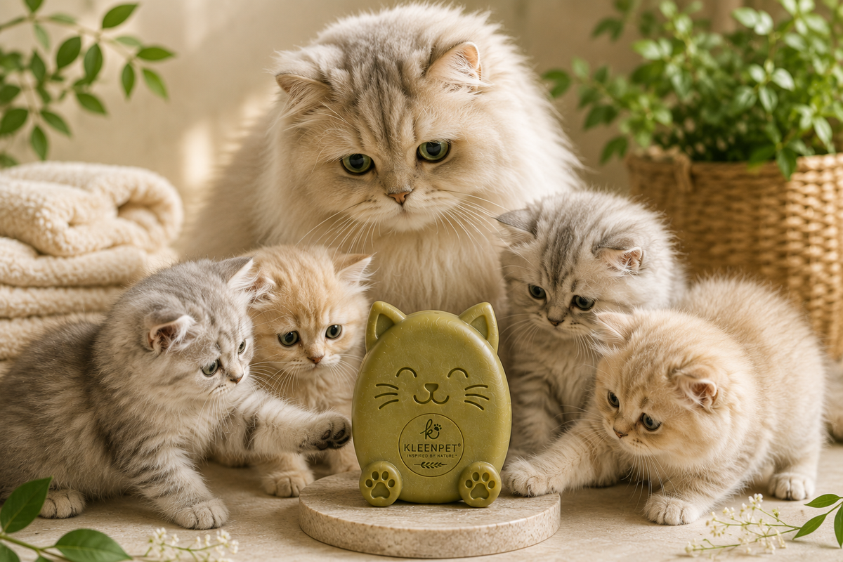 Kleenpet™ natural cat shampoo – cat face design bottle